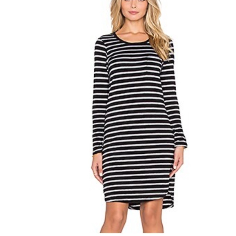 Sundry Blue and Gray Long Sleeve Crew Neck Dress